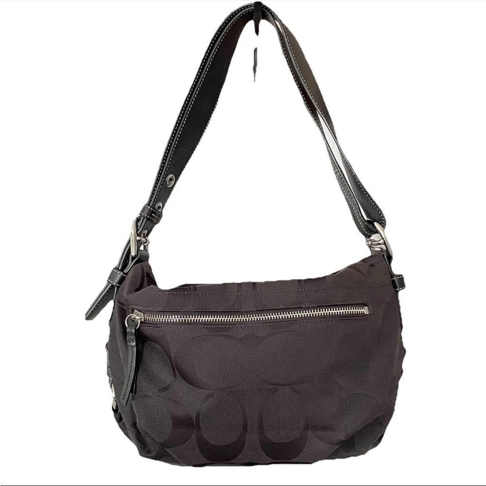 VTG Y2K COACH Signature Jacquard East West Shoulder Bag Purse Monochrome Black - Picture 5 of 14